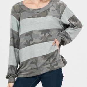 NWT Striped & Camo Top. Large